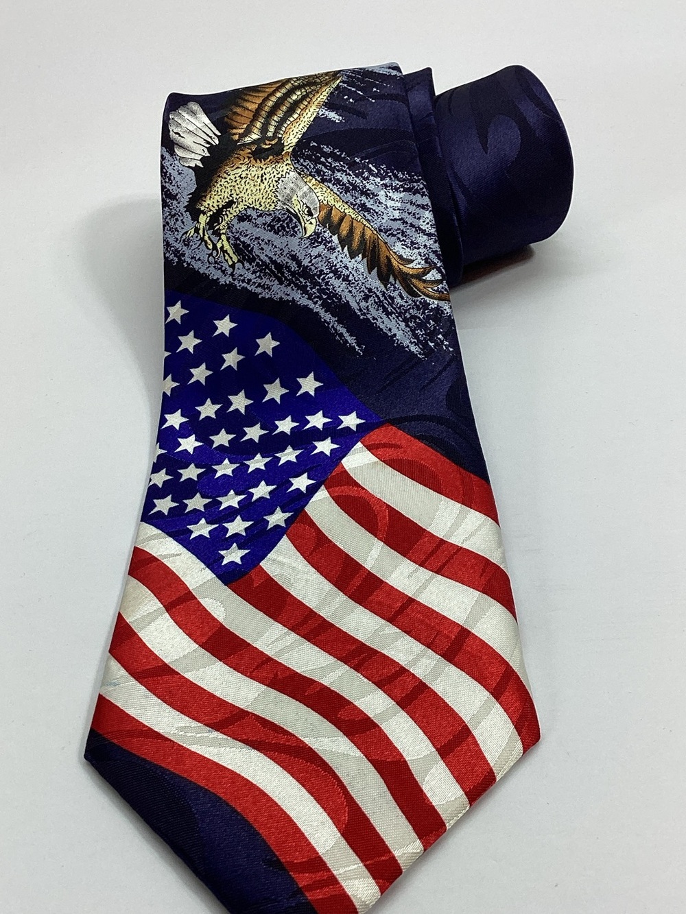 Steven Harris American Flag and Soaring Eagle Handmade Tie